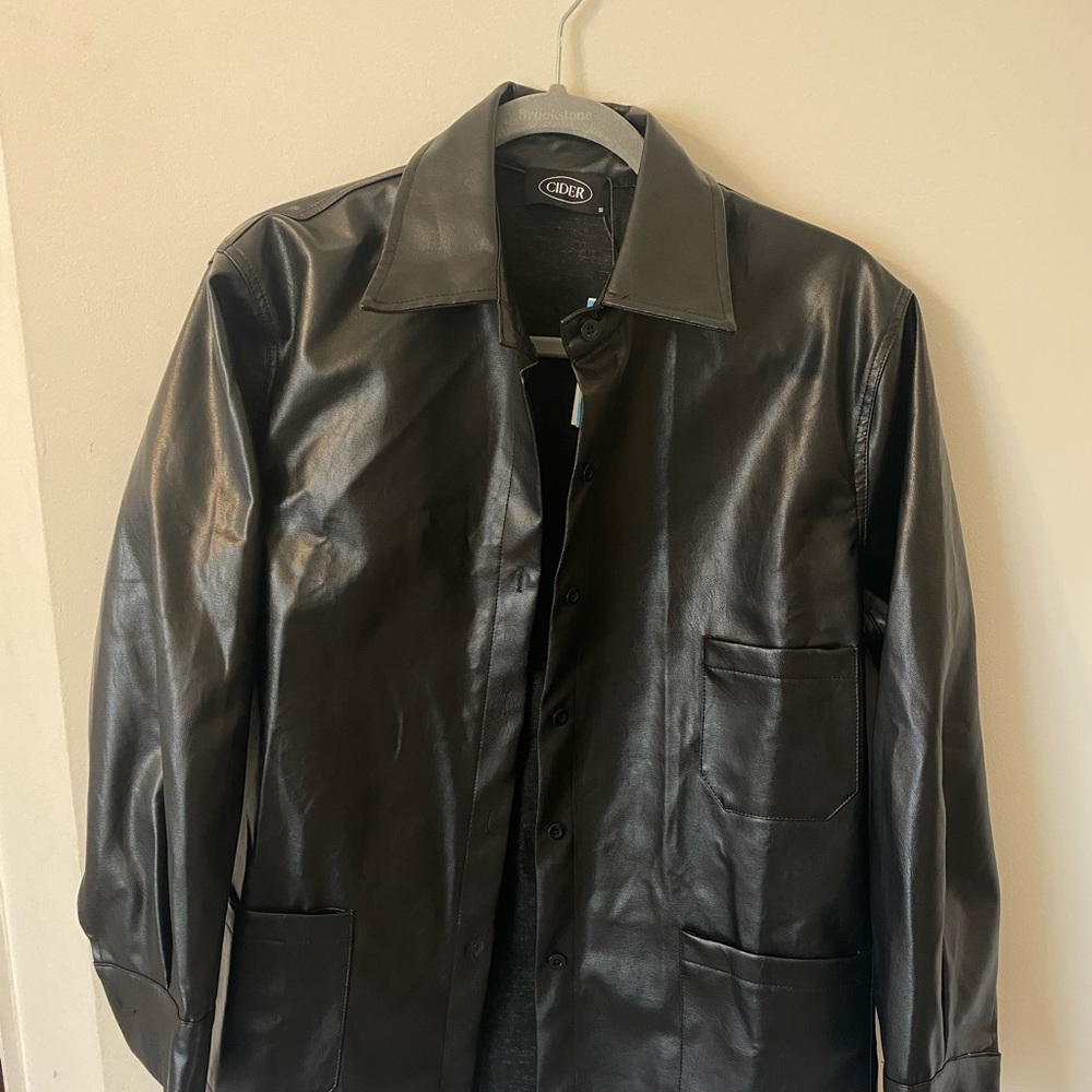 Cider Pleather Shacket - NEVER WORN